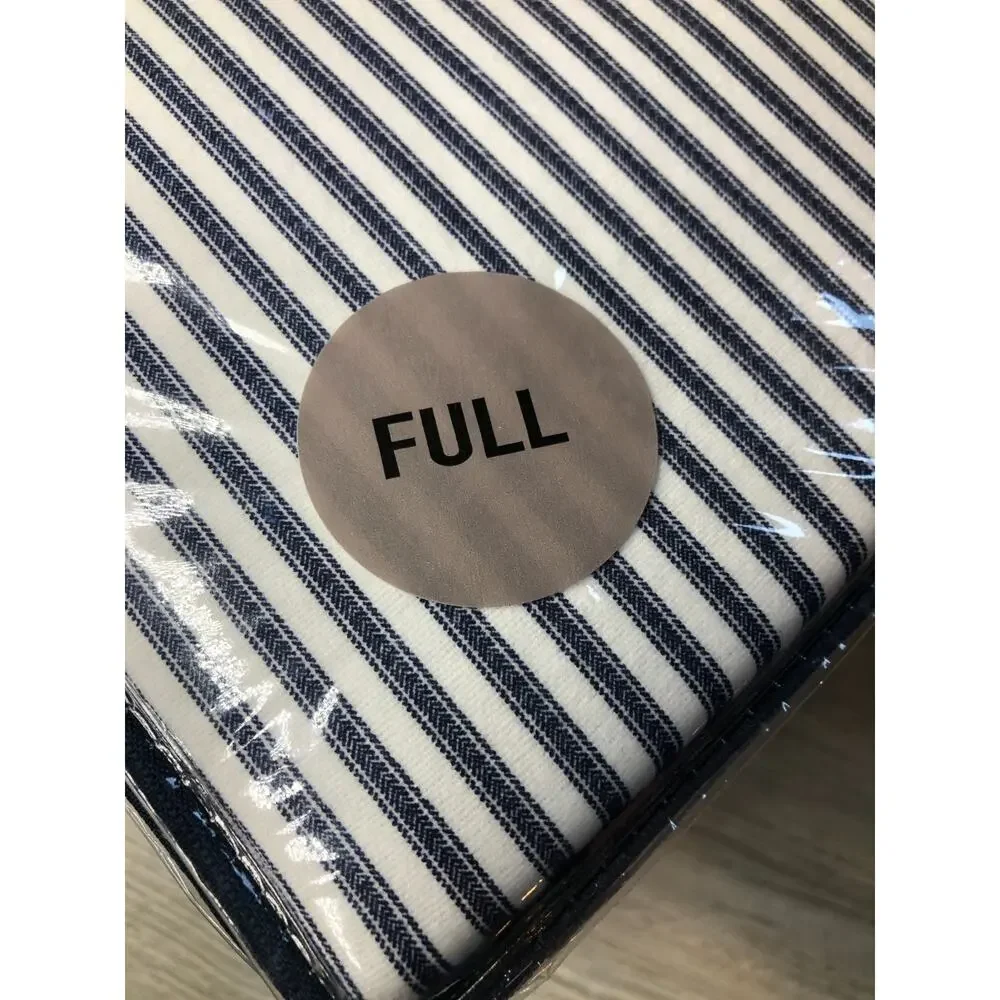 Brooks Brothers Navy Blue Stripes FULL Size Turkish Cotton Sheet Set